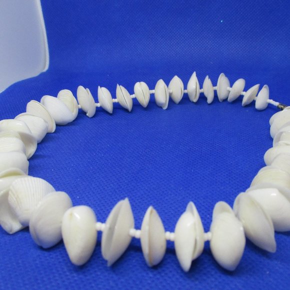 Seashell Necklace Seashell Choker Necklace Genuine Seashell & Glass Seed Beaded - Picture 8 of 8